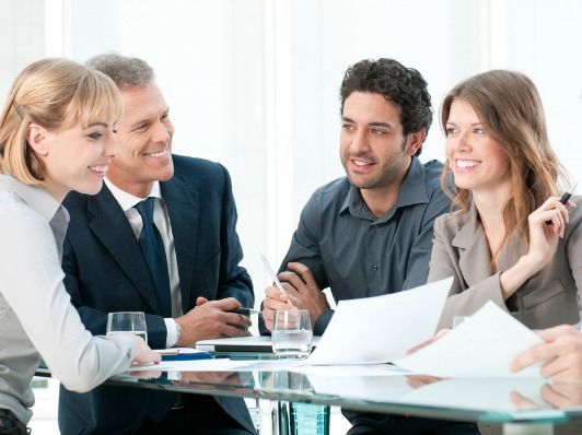 Business people working and discussing legal matters